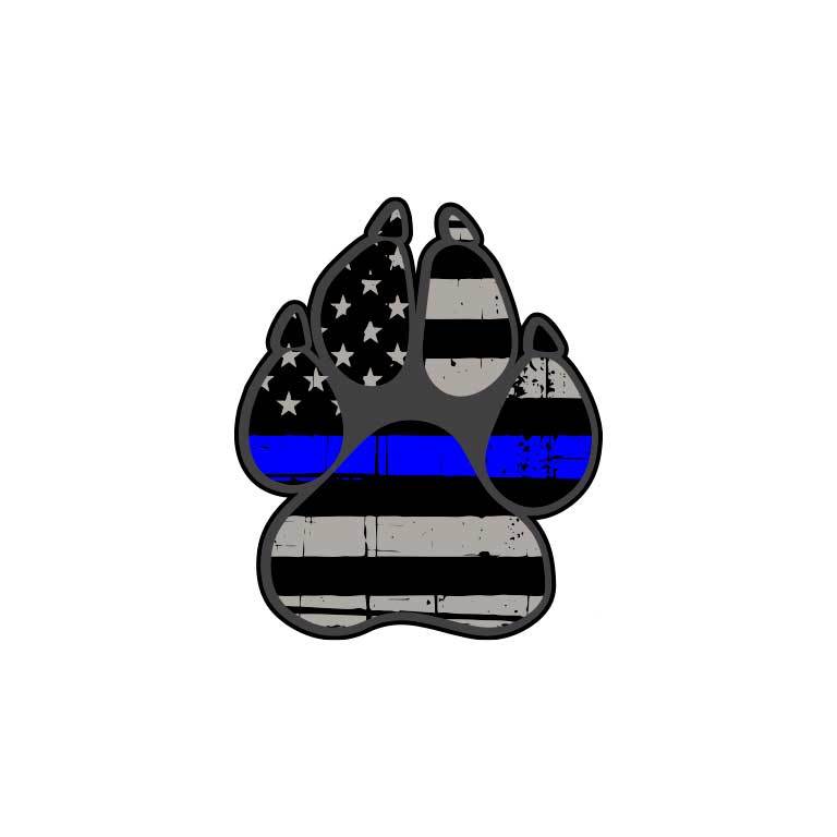 Police Thin Blue Line Flag of K-9 Paw Graphic Decal - Ragged Apparel Screen Printing and Signs - www.nmshirts.com