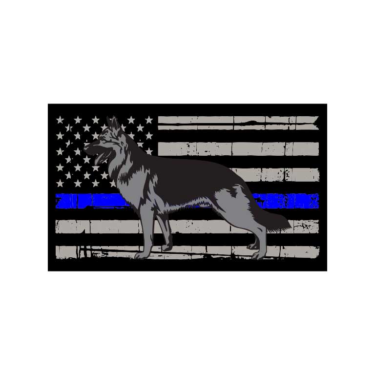 Police Thin Blue Line Flag of K-9 Dog Graphic Decal