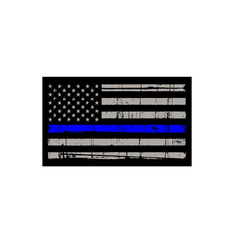 Police Thin Blue Line Flag Graphic Decal - Ragged Apparel Screen Printing and Signs - www.nmshirts.com