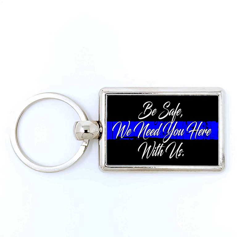 Police Thin Blue Line Rectangle Keychain - Ragged Apparel Screen Printing and Signs - www.nmshirts.com