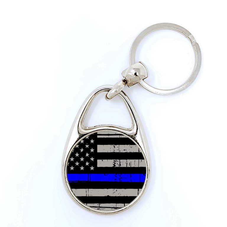 Police Thin Blue Line Keychain - Ragged Apparel Screen Printing and Signs - www.nmshirts.com