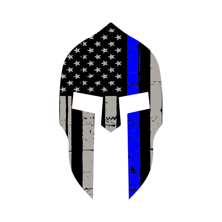 Police Thin Blue Line Spartan  Graphic Decal - Ragged Apparel Screen Printing and Signs - www.nmshirts.com