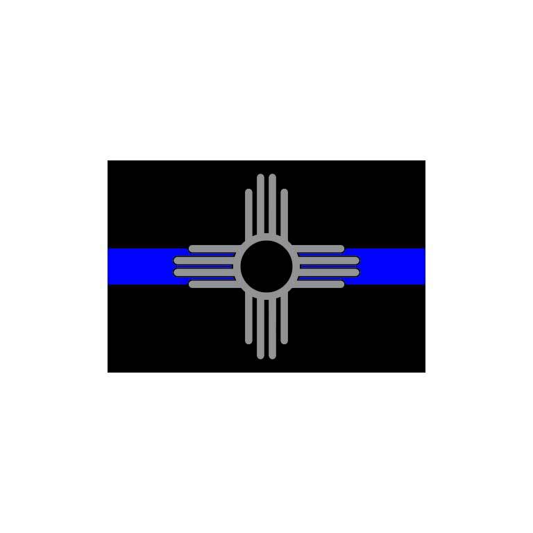 Police Thin Blue Line with Grey Zia Graphic Decal - Ragged Apparel Screen Printing and Signs - www.nmshirts.com