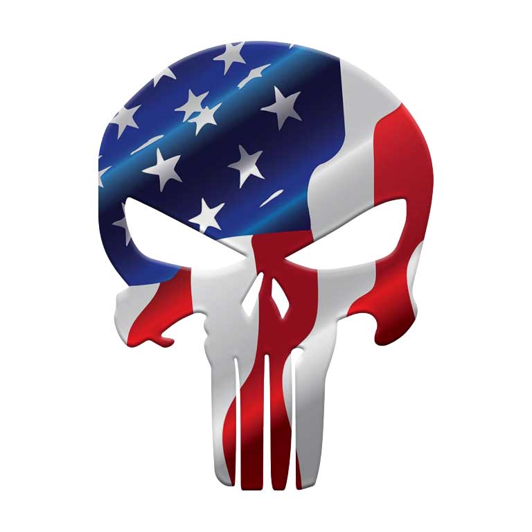 American Flag Punisher Graphic Decal - Ragged Apparel Screen Printing and Signs - www.nmshirts.com