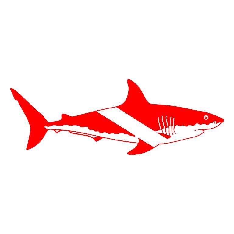 Scuba Diving White Shark Graphic Decal - Ragged Apparel Screen Printing and Signs - www.nmshirts.com