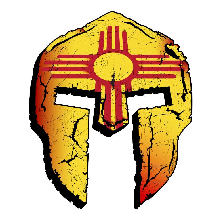 New Mexico Zia Spartan Mask Graphic Decal - Ragged Apparel Screen Printing and Signs - www.nmshirts.com