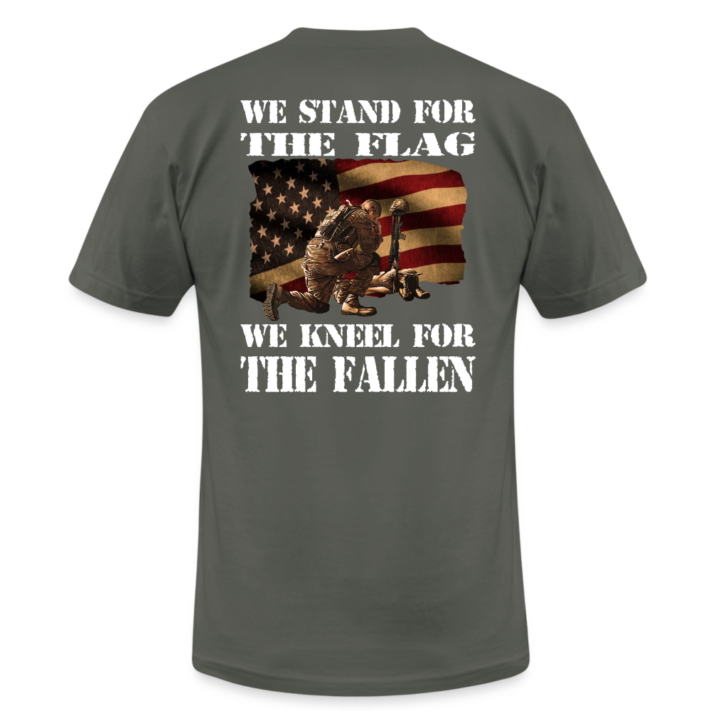 Stand for the Flag, Kneel for the Fallen T-Shirt - asphalt