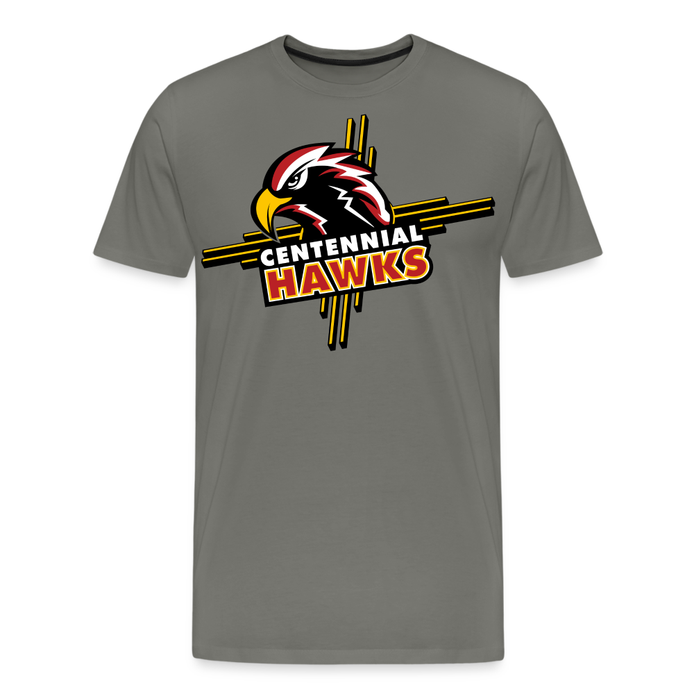 Centennial High School Hawks Logo T-Shirt - asphalt gray