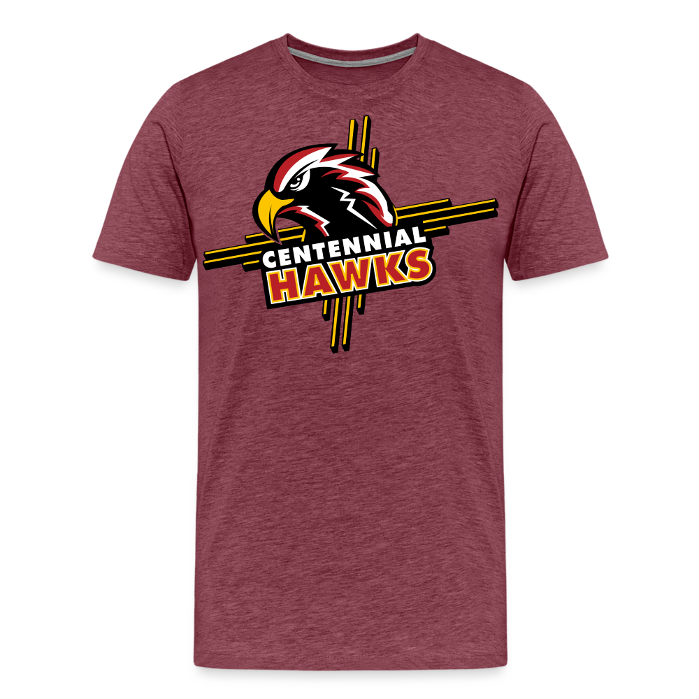 Centennial High School Hawks Logo T-Shirt - heather burgundy