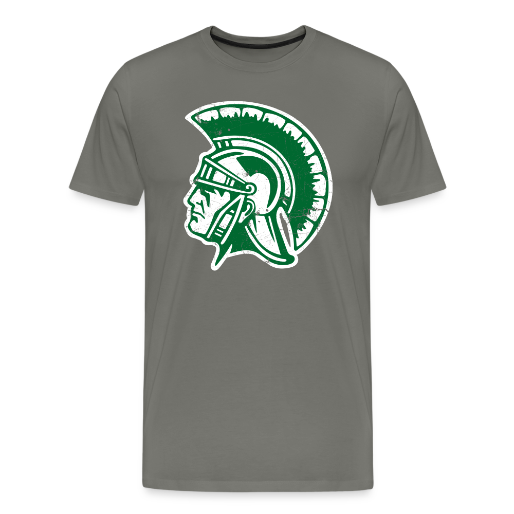 Mayfield High School Distressed Trojan Logo T-Shirt - asphalt gray
