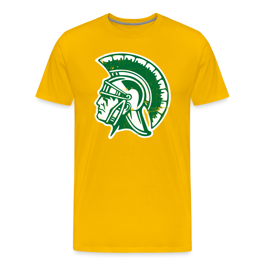 Mayfield High School Distressed Trojan Logo T-Shirt - sun yellow