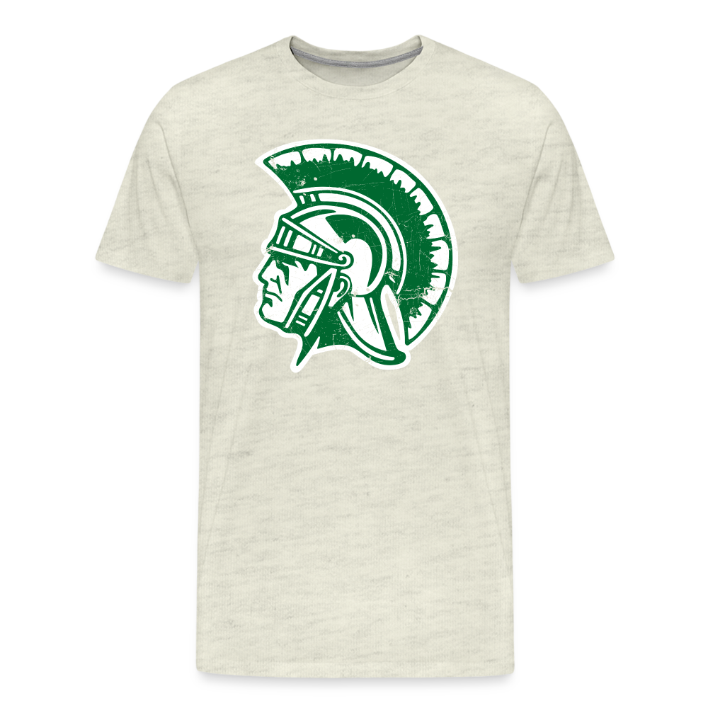 Mayfield High School Distressed Trojan Logo T-Shirt - heather oatmeal