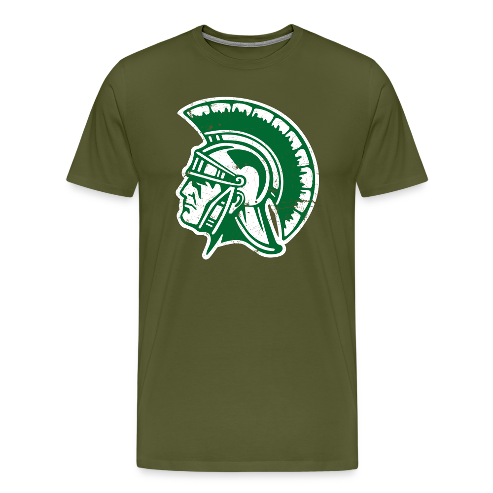 Mayfield High School Distressed Trojan Logo T-Shirt - olive green