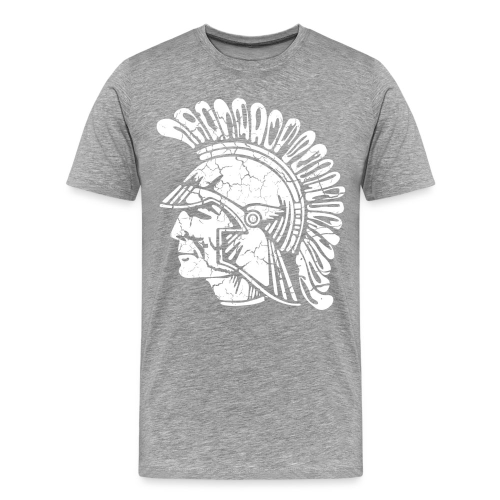 Mayfield High School Distressed Old School Trojan Head Logo - heather gray