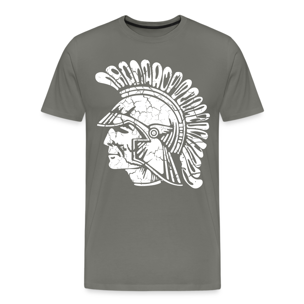 Mayfield High School Distressed Old School Trojan Head Logo - asphalt gray