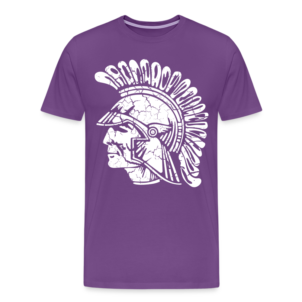 Mayfield High School Distressed Old School Trojan Head Logo - purple