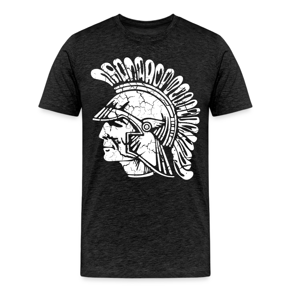 Mayfield High School Distressed Old School Trojan Head Logo - charcoal grey