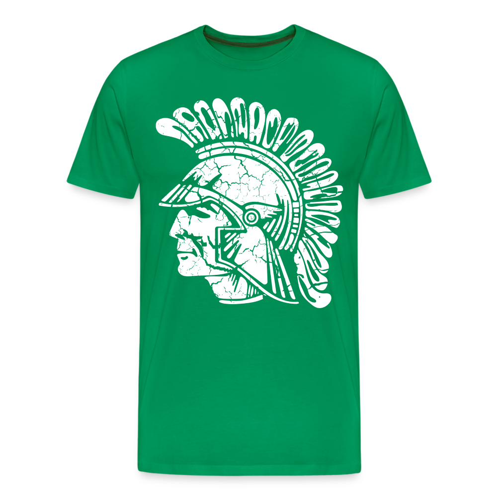 Mayfield High School Distressed Old School Trojan Head Logo - kelly green