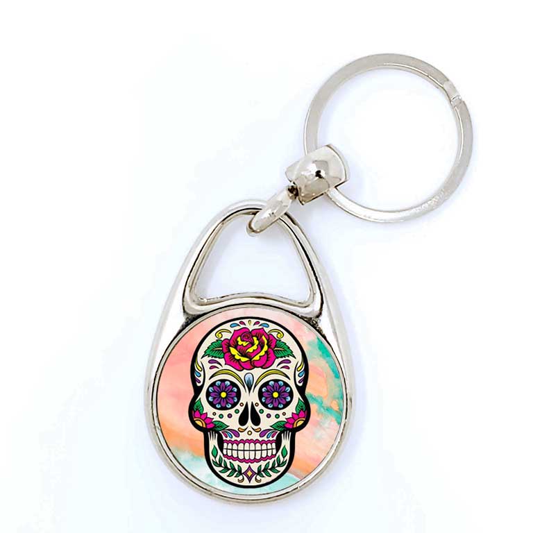 Ragged Apparel Colorful Sugar Skull Day of The Dead Key Chains Dia de Los Muertos Keychain